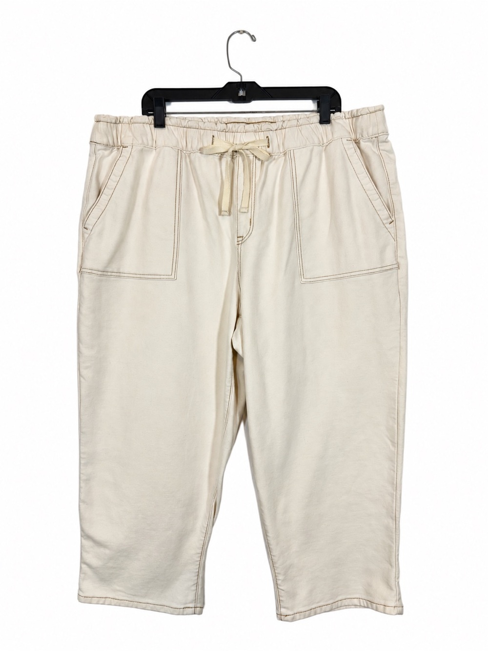 Lane Bryant Cropped Chino Pants Plus Size 20 Cream Casual Loungewear Comfy Cozy